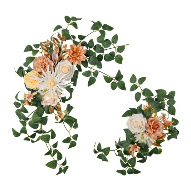 2 piezas de arco de boda con flores, decoración bohemia, hermosa, rústica, versátil, artificial Champán