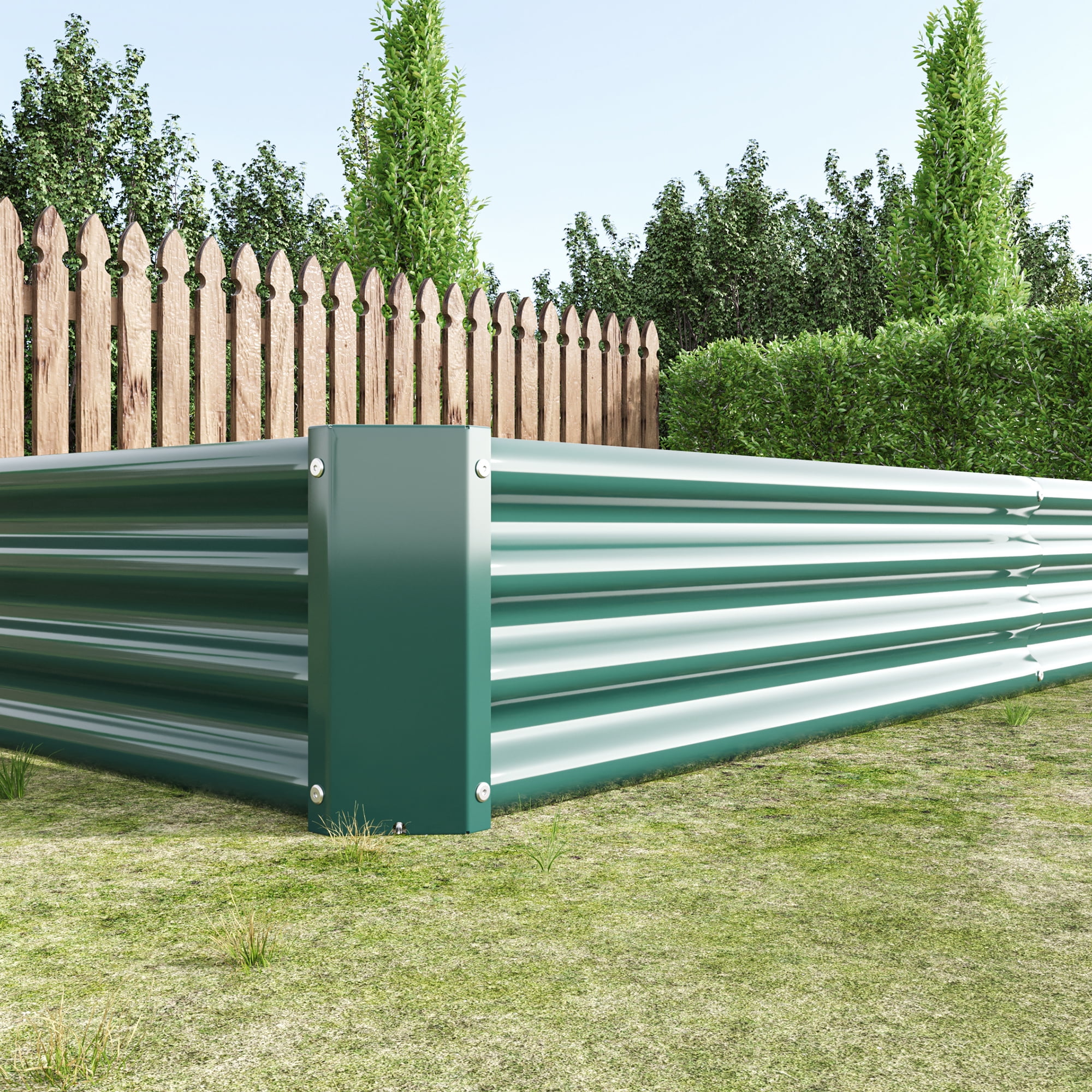 Set of 2 Green 8x4x1 Ft Metal Raised Garden Planter Bed, Extra Large Rectangle Outdoor Raised Box for Vegetable Gardening, Heavy Duty Steel Planter for Backyard Garden Planting