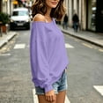 thumbnail image 6 of NSLGXD Purple Sweatshirt for Women Long Sleeve Oversized Tshirts Cold Shoulder Trendy Fall Tops S-3XL, 6 of 9
