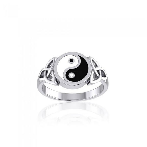 Celtic Yin Yang Trinity 925 Sterling Silver Ring Triquetra Fine Jewelry Harmony