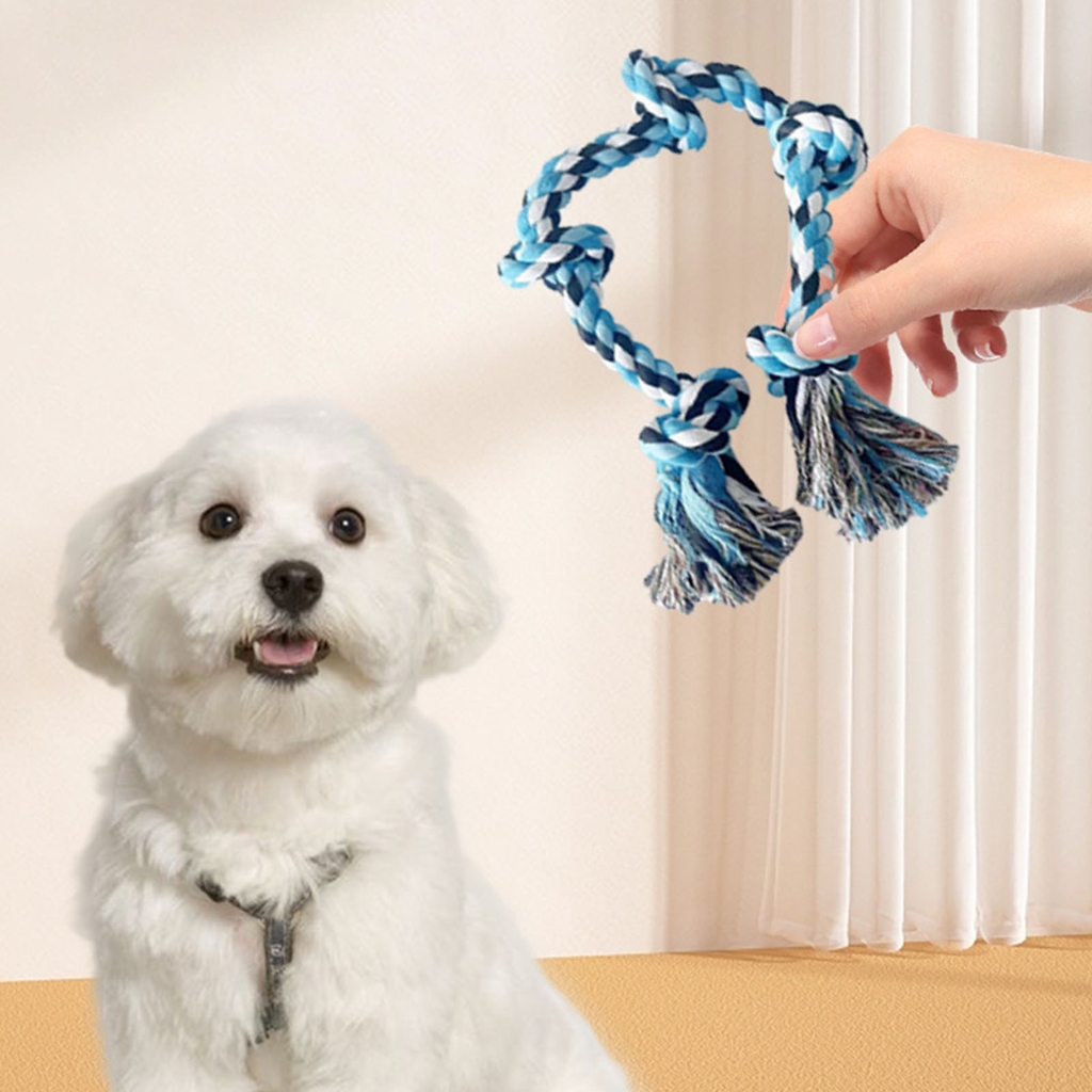 Strong Braided Dog Rope Toy with 5 Knots for Aggressive Chewer Interaction Teething Chewing Indoor Outdoor Exercise Toy