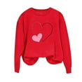 thumbnail image 5 of Tdoqot Womens Valentines Shirts- Long Sleeve Casual Heart Print Cute Pullover Sweatshirt Tops Red Size XL, 5 of 5