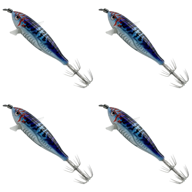 4uds. Anzuelo para Jigging de calamar y camarón, herramienta de pesca nocturna con cebo Artificial brillante de 5,5g (estilo E)