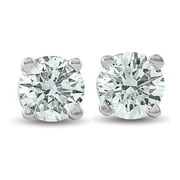 JEWELS PRIME 2Carat Genuine Diamond Stud Earrings in 14k White Gold (I2-I3 Clarity, IJ Color)