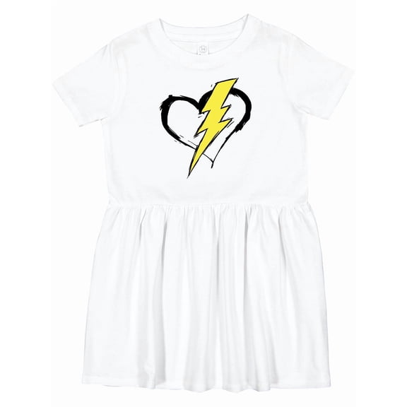 Inktastic Lightning Bolt Heart Girls Toddler Dress