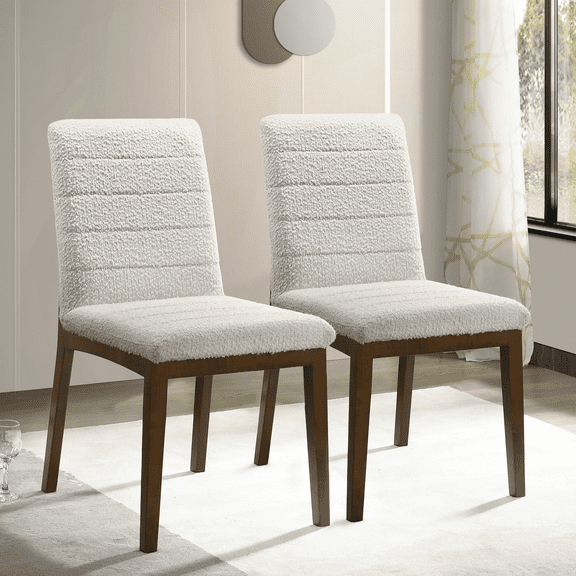 Dtwnek Set Of 2 Boucle Dining Chair for Living Room, Dining Room, White