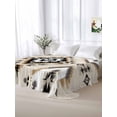 thumbnail image 5 of Boho Black Brown California King Size Flat Sheet, Wrinkleproof & Fadeproof Cooling Flat Bed Sheet Only, Vintage Southwestern Ethnic Geometric Breathable Soft Bedding Top Sheets 108 x 98 Inches, 5 of 8