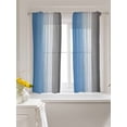 thumbnail image 3 of Blue Gray Ombre Tier Curtains 45 Inch Length, Sheer Curtains for Bedroom Living Room Window Vintage Country Wooden Rod Pocket Voile Drapes Kitchen Curtains Small Half Window 27.5"x45" 2 Panels, 3 of 6