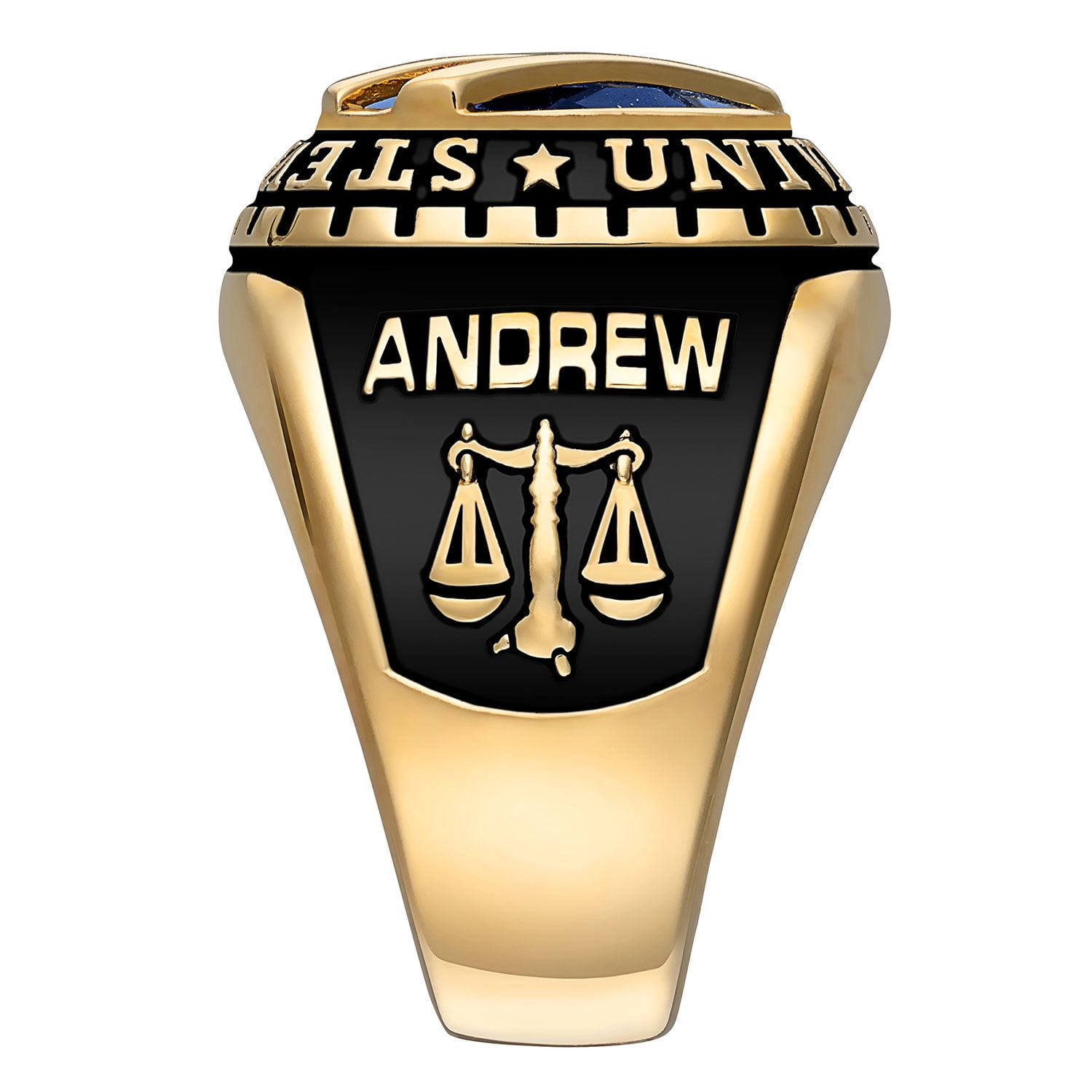 Order Now for 2025 Graduation, Freestyle Men's Birthstone with Diagonal Bridge Class Ring Sterling Silver, Personalized, High School or College Graduation