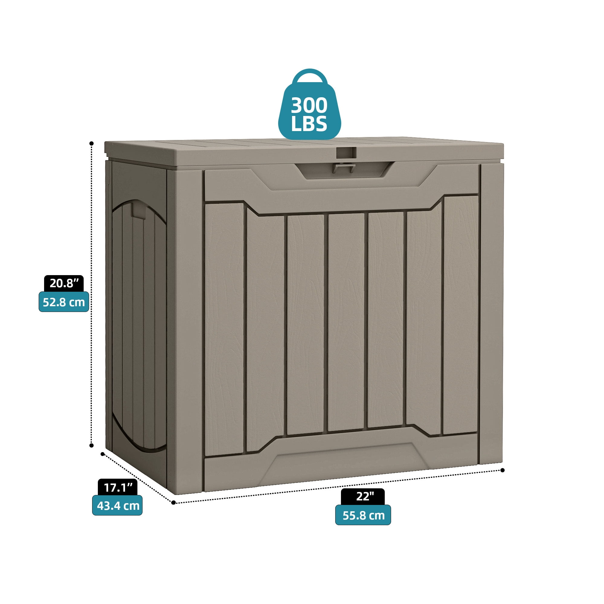 Uforic 31 Gallon Waterproof Resin Outdoor Storage Box, Lockable Deck Box & Package Delivery Box for Patio, Garden Tools & Pool Supplies, Light Brown