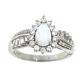 thumbnail image 2 of Brilliance Fine Jewelry 925 Sterling Silver Created Pear Shape White Opal and White CZ Cubic Zirconia Simulated Diamond Halo Engagement Ring, 2 of 2