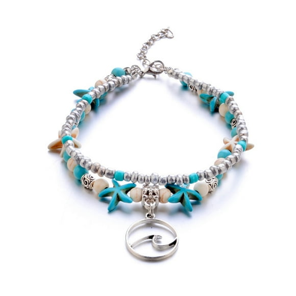 MasteelfCA Turtle Anklets Multiple Layered Anklet Chain with Rhinestones Charms Beach Foot Jewelry
