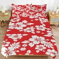 thumbnail image 3 of Red with White Hibiscus Hawaiian Flower Pattern (2) Duvet Cover Set Bedding Set Polyester Quilt Cover for Bedroom Decoration, 3 of 6