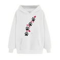 thumbnail image 2 of Oiangi Womens Dog Paw Print Hoodies Cute Funny Heart Graphic Sweatshirts Loose Fit Long Sleeve Hooded with Pockets White S, 2 of 5