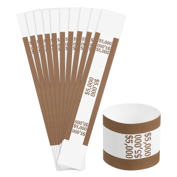 Uxcell Pack of 50 Money Band Bundles, Self-Adhesive Bill Wrappers Money Wrappers Money Straps, 7.6x1.14 Inch, Brown