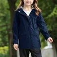 thumbnail image 4 of YunPes Long Rain Jacket for Girls Hooded Button Down Full Zip Windproof Warm Length Jacket with Quilted Jacket for Girls, 4 of 8