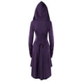 thumbnail image 4 of hirigin Women Halloween Costume Solid Color High Low Long Sleeve Hooded Dress for Party Role-playing Cosplay, 4 of 9
