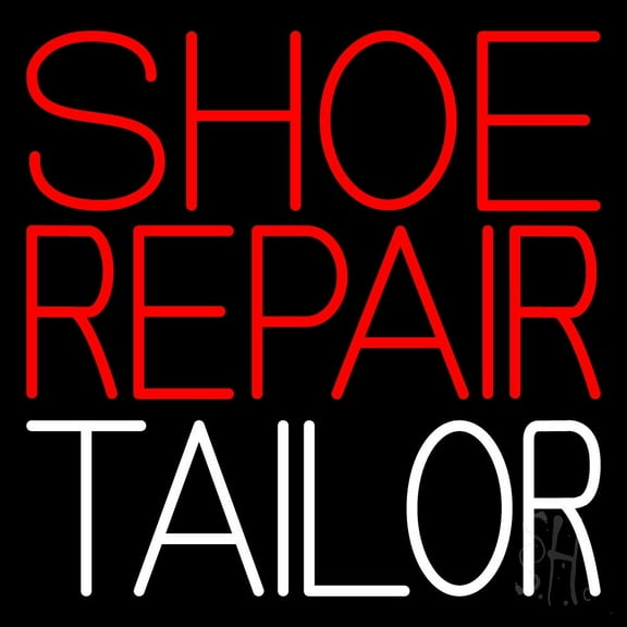 Shoe Repair Tailor LED Neon Sign 24 x 24 - inches, Black Square Cut Acrylic Backing, with Dimmer - Bright and Premium built indoor LED Neon Sign for store interior Décor, Storefront.