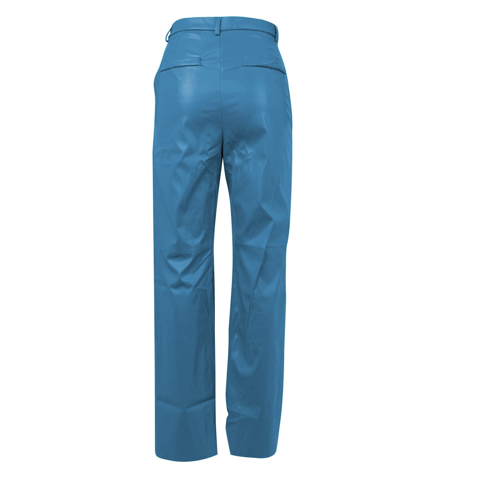 Miqool Women's Faux Leather Pants High Waisted Straight Wide Leg Stretchy Flared Leather Jeans Baggy Bell Bottom Trousers with Pockets