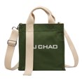 thumbnail image 1 of Bolso bandolera de lona con correas anchas para mujer (correa blanca verde), 1 of 9