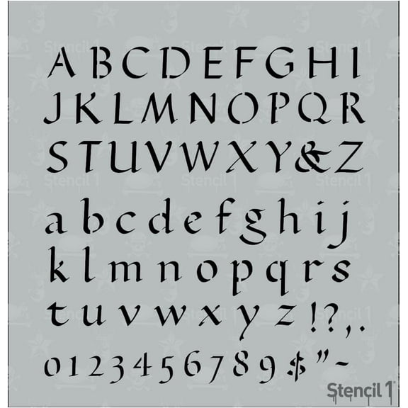 Stencil1 Calligraphy Letter Stencils 1/2" - Letters & Numbers - Mylar Uppercase and Lowercase Alphabet
