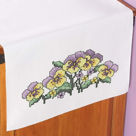 Herrschners Perfect Pansies Dresser Scarf Stamped Cross Stitch Herrschners Perfect Pansies Dresser Scarf Stamped Cross Stitch Com