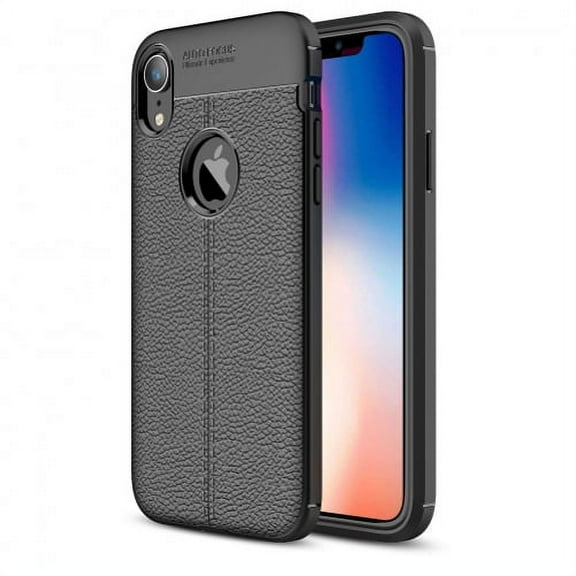 iPhone XR Slim Fit PU Leather Case Cover Reinforced Bumper Shock Absorbent Black