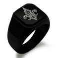 thumbnail image 1 of Stainless Steel Knightly Fleur De Lis Engraved Square Flat Top Biker Style Polished Signet Ring, 1 of 1