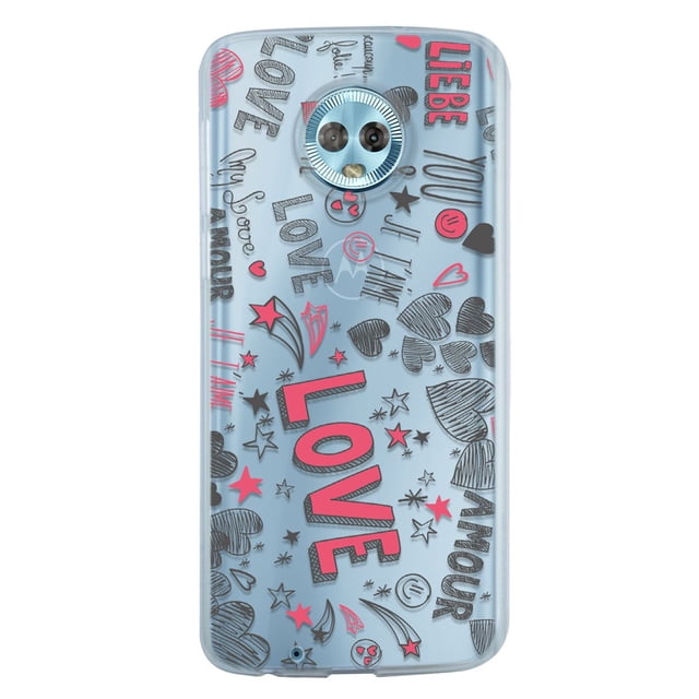 Funda Para Moto G6 Corazones Love, Uso Rudo, InstaCase Protector para Moto G6 Antigolpes, Case Corazones Love