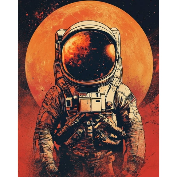 Paint by Numbers for Adults - Moon and Astronauts - Acrylic Easy Paint by Numbers for Adults Beginner DIY Painting by Numbers for Gift Home Wall Decor 16”W x 20”L