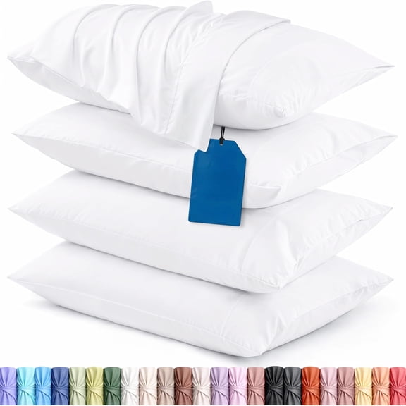 Soft Brushed Microfiber 4 Pack Pillow Cases Queen Size 20 X 30 Inches White