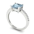 thumbnail image 2 of 1.62 ctw Solitaire with Zirconia Diamond Accents Anniversary Ring for Women | Princess Cut Natural Aquamarine | Hyperallergenic Solid 18K White Gold, 2 of 5