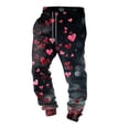 thumbnail image 4 of Mepaouo Mens Wide Leg Sweatpants with Pockets Heart Open Bottom Workout Joggers Pants for Men(Pink,L), 4 of 4