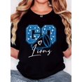 thumbnail image 1 of Women'S T-Shirt, "Love Blue Go" Print, Retro Minimalist Fashion, Round Neck, Casual Comfort, Sports Short Sleeve T-Shirt, 1 of 6