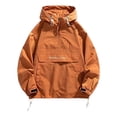 thumbnail image 2 of Men's Cargo Jacket, Loose Fit Hooded Coat With Half Zipper, Spliced Multi-Pocket Design For Outdoor & Work Orange XL, 2 of 8