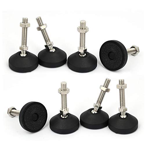 Hyever Pieds de Nivellement Pivotants Réglables avec Protecteur de Sol pour Machine, Meubles, Établi, M10x50mm, Ensemble de 8