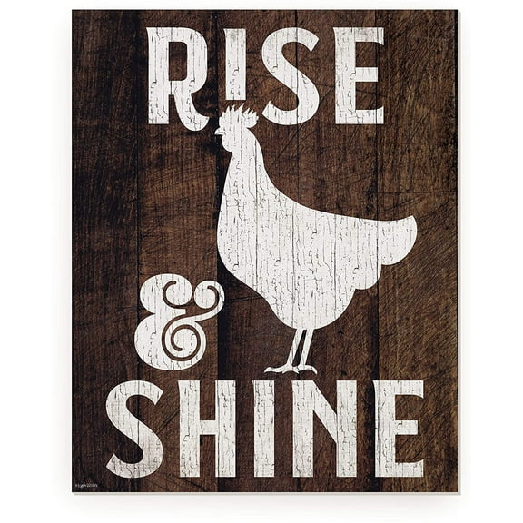 Rise and Shine Rustic Wood Wall Sign 12x15 (Unframed)