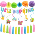 thumbnail image 3 of Fondo de decoración para fiesta de vacaciones con temática de primavera, traje, bandera para tirar, papel, flor, tarjeta colgante, globo, tablero de anuncios, caja de globos, 3 of 4