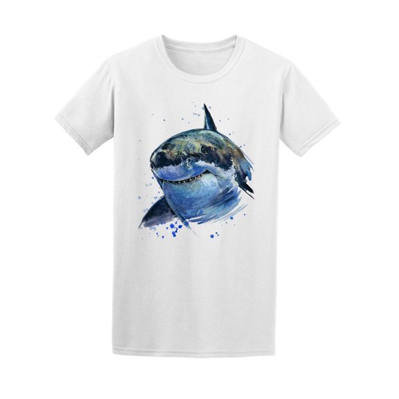 Shark Watercolor In Brush Style Tee Men's -Image by Shutterstock