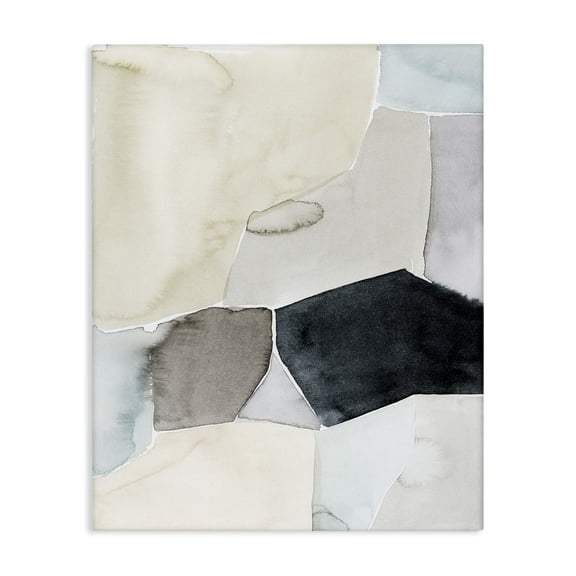 Stupell Industries Contemporary Abstract Watercolor Shapes Green Blue Black Canvas Art, 16 x 20, by Grace Popp