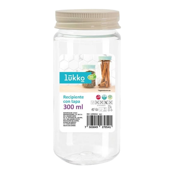 Bote Lukko de Plástico Redondo con Tapa 300ml