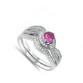 thumbnail image 4 of CHOOSE YOUR COLOR Simulated Ruby Elegant Criss Cross Ring .925 Sterling Silver Band Red CZ Female Size 7, 4 of 4