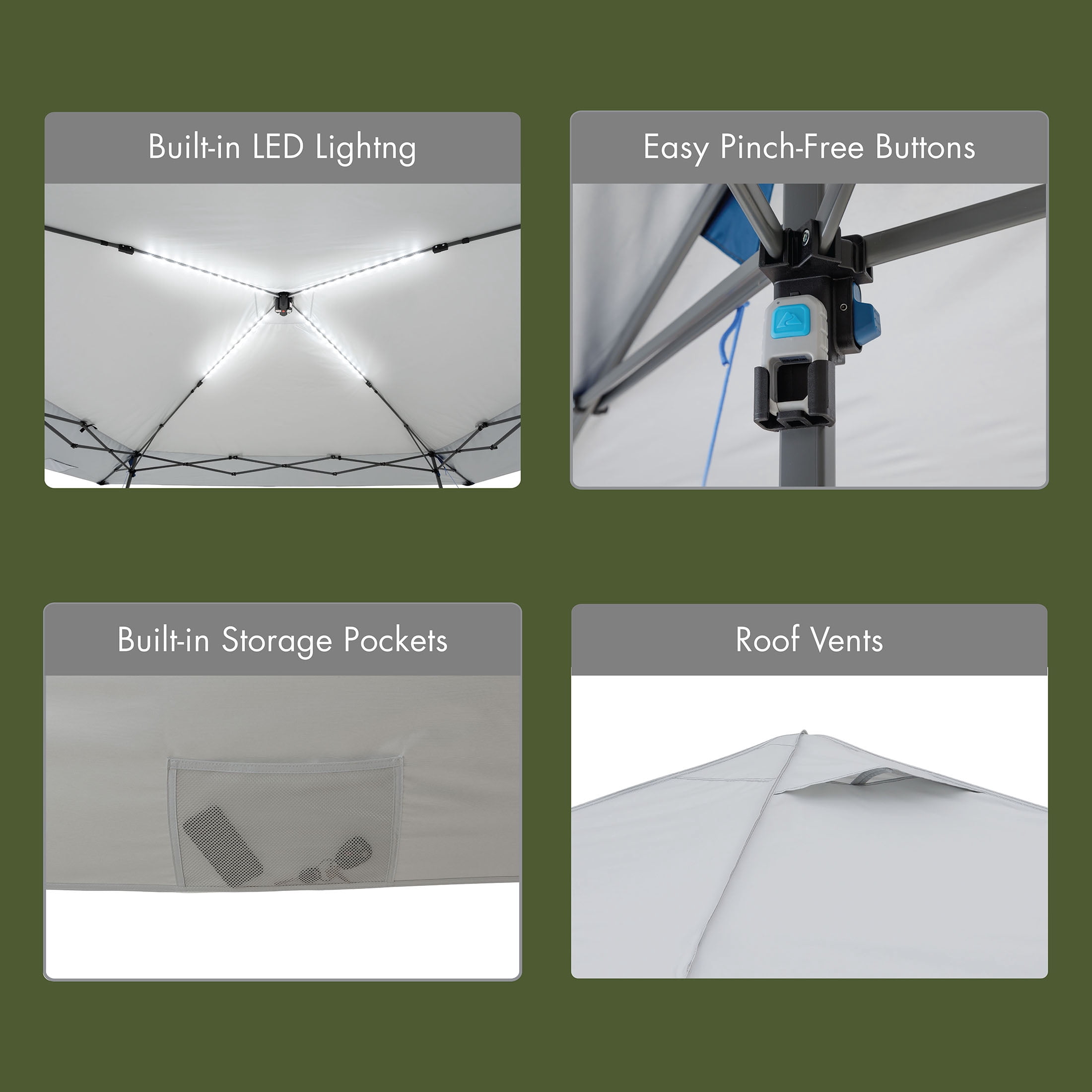 Ozark Trail 14' x 14' Instant Lighted Canopy for Camping - Blue, Gray