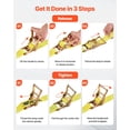 thumbnail image 6 of Ratchet Straps 2 in x 15 ft 30 Pack E Track Tie Down Straps 4400 lbs Break Strength 1460 lbs Rated Load for Moving Trailers Motorcycles Kayaks Car Roof Yellow, 6 of 6