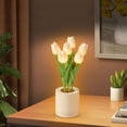 thumbnail image 7 of FENGGHAO Mothers Day Tulip Night Light 6 Heads White Artificial Flower LED Lamp with Vase Dimmable Rechargeable Table Centerpiece Home Decor, 7 of 7