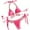Pink, variant on Women's Bikini Set, Ombre Print Tied Halter Top with Crystal Rhinestones, Luxury Bathing Suit for Beach Vacation