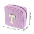 thumbnail image 2 of Unique Bargains 1 Pc Letter t Pattern Makeup Bag for Travel Pink Purple Corduroy, 2 of 6