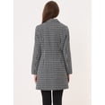 thumbnail image 4 of Elegante abrigo de tweed con solapa con muescas y doble botonadura a cuadros para mujer Negro XL, 4 of 5