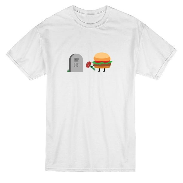 Drôle Rip Diet Burger Graphique T-shirt Blanc pour Hommes