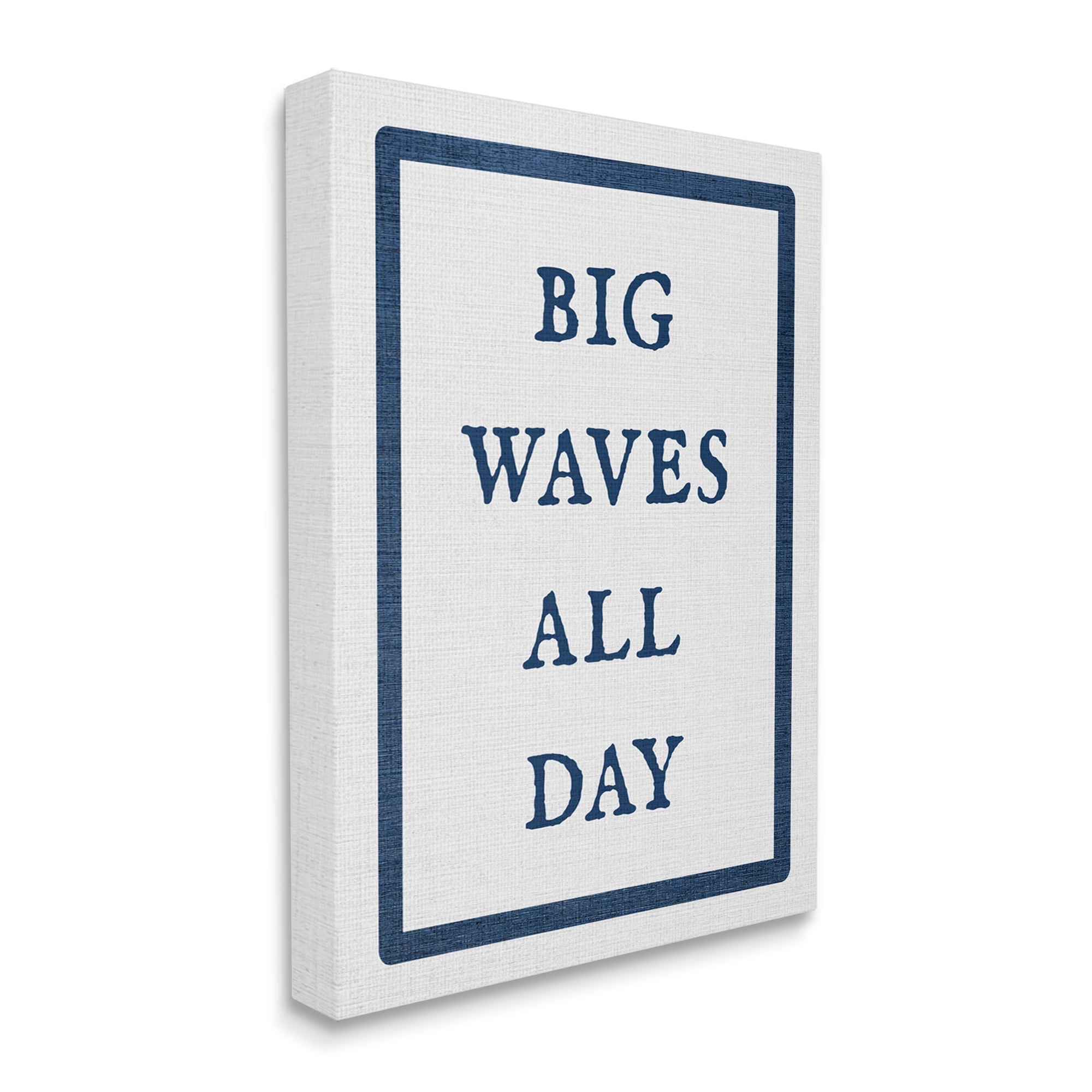 Stupell Industries Big Waves All Day Phrase Nature Painting Gallery Wrapped Canvas Art Print Wall Art, 16 x 20
